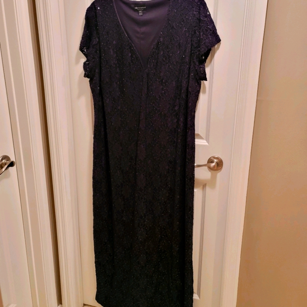 Black lace & sequence long dress